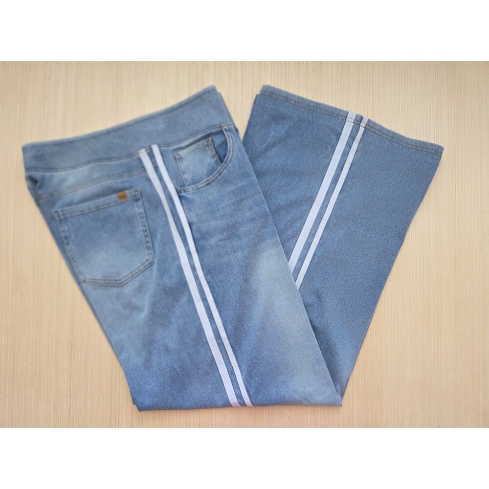 Halara Women's XL Tall Flex High Waisted Stripe Wide Leg Flowy Denim Pants Jeans